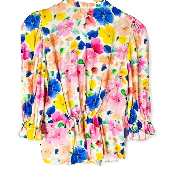 NWT Zara Floral Printed Blouse with Jewel Buttons Blogger Favorite Balletcore - Picture 10 of 10